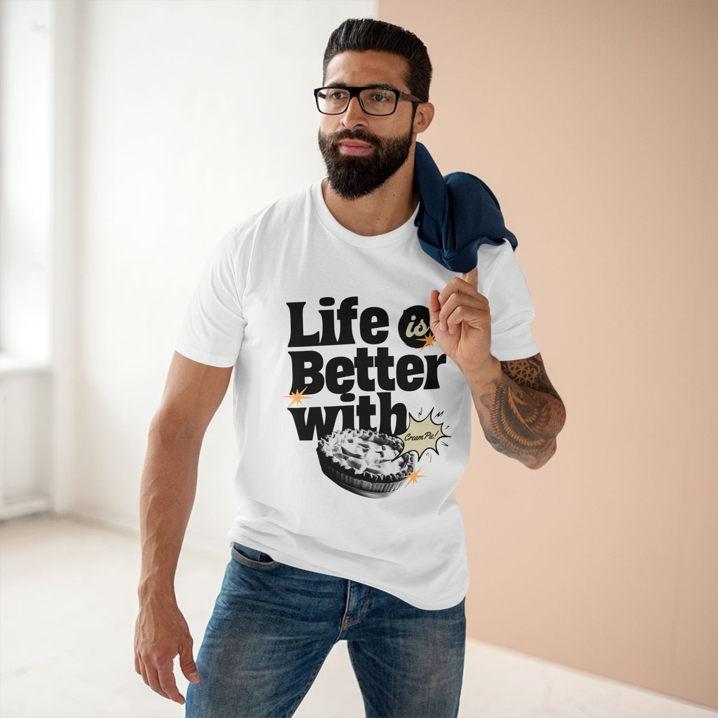 Life is Better with Cream Pie Adult Tee - Fun Dessert T-Shirt for Food Lovers