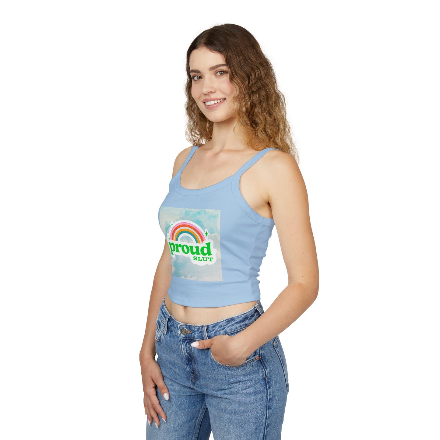 Proud Slut Crop Top Tank - Spaghetti Strap Stylish Trendy Whimsical