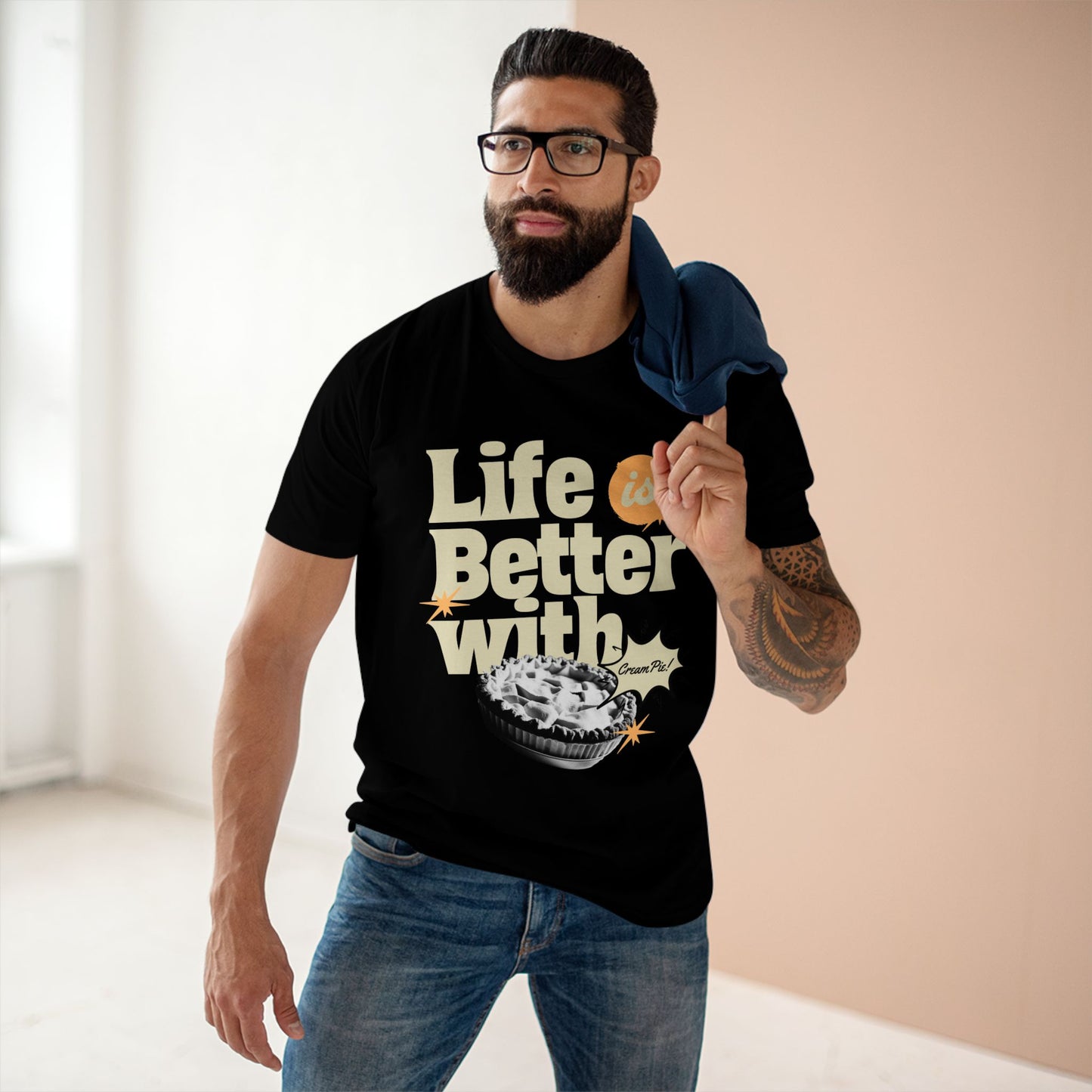 Life is Better with Cream Pie Adult Tee - Fun Dessert T-Shirt for Food Lovers