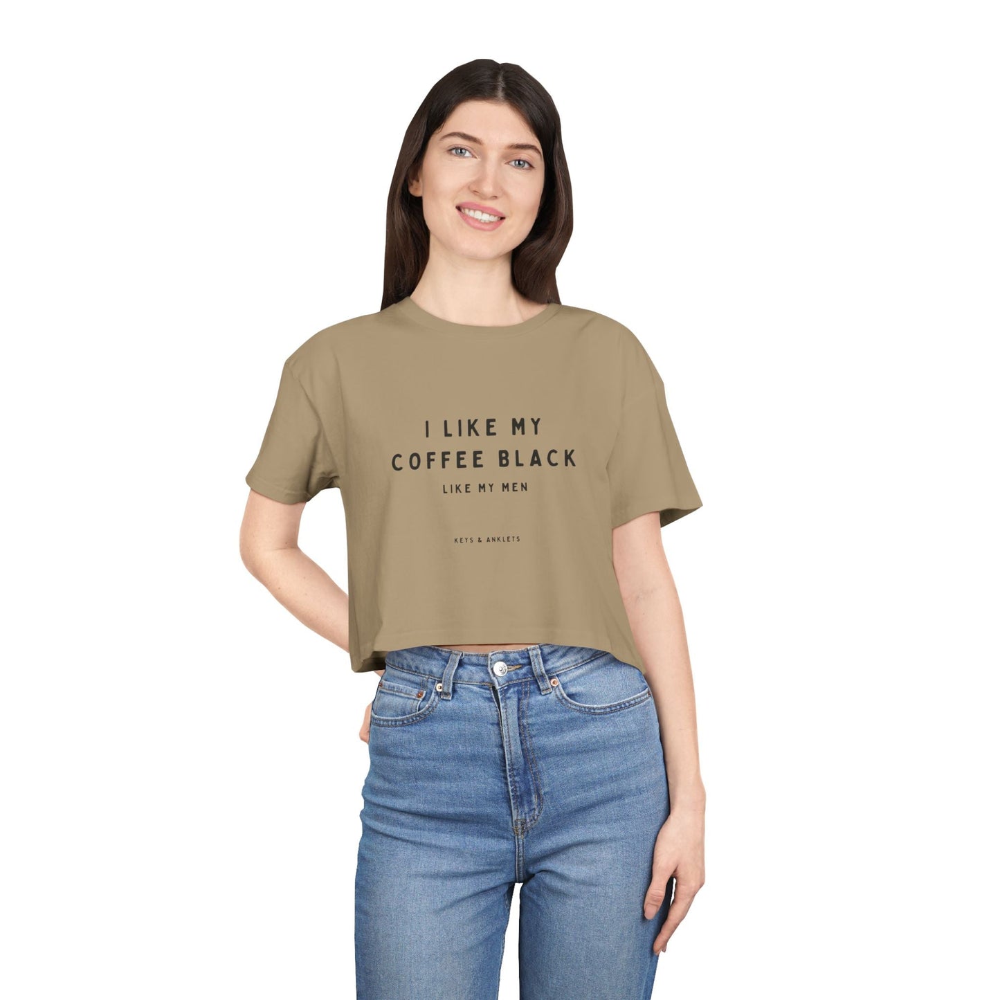 I Like My Coffee Black - Trendy Women's Crop Tee