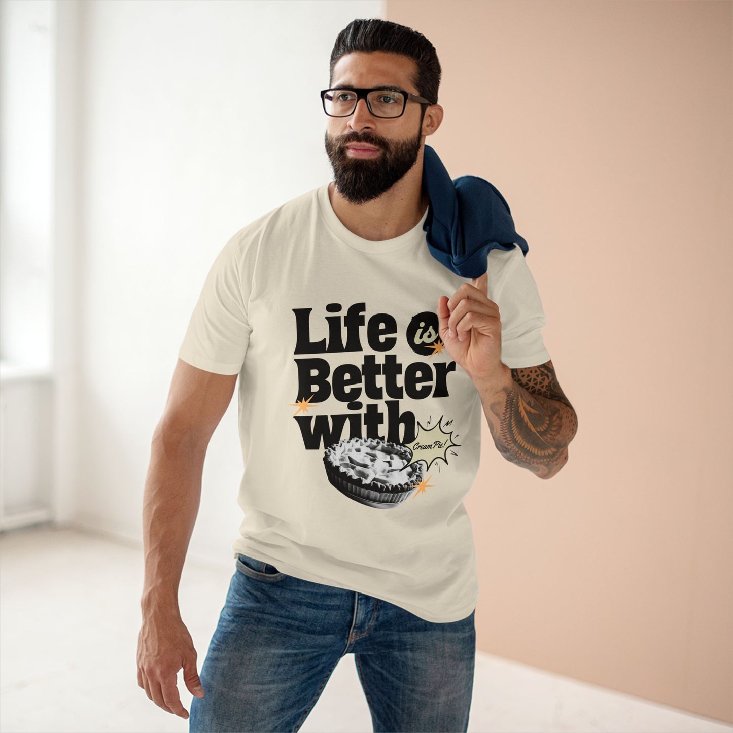 Life is Better with Cream Pie Adult Tee - Fun Dessert T-Shirt for Food Lovers