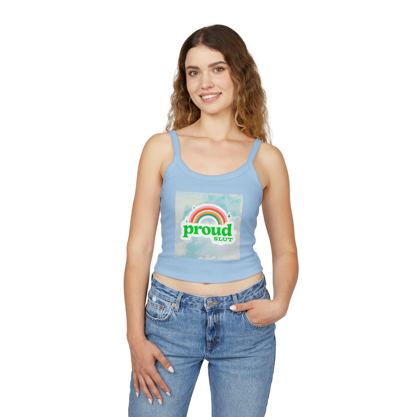 Proud Slut Crop Top Tank - Spaghetti Strap Stylish Trendy Whimsical