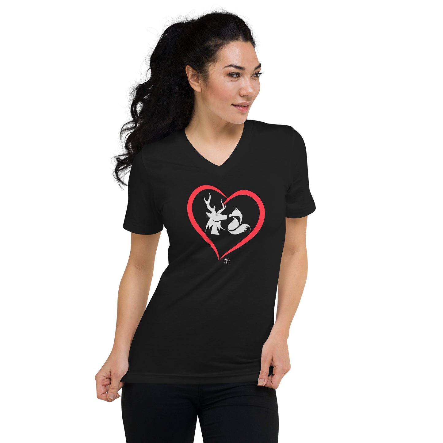 Stag & Vixen Lovers - Women's Cotton V-Neck Tee