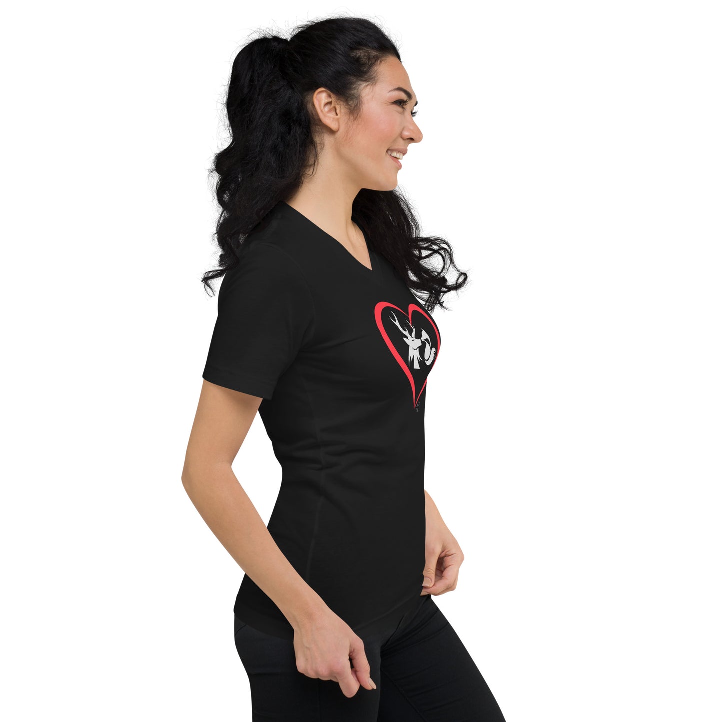 Stag & Vixen Lovers - Women's Cotton V-Neck Tee