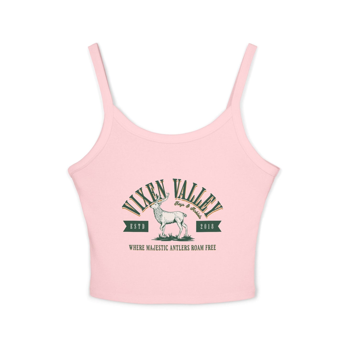 Vixen Valley Women's Spaghetti Strap Tank Top - Where Majestic Antlers Roam Free