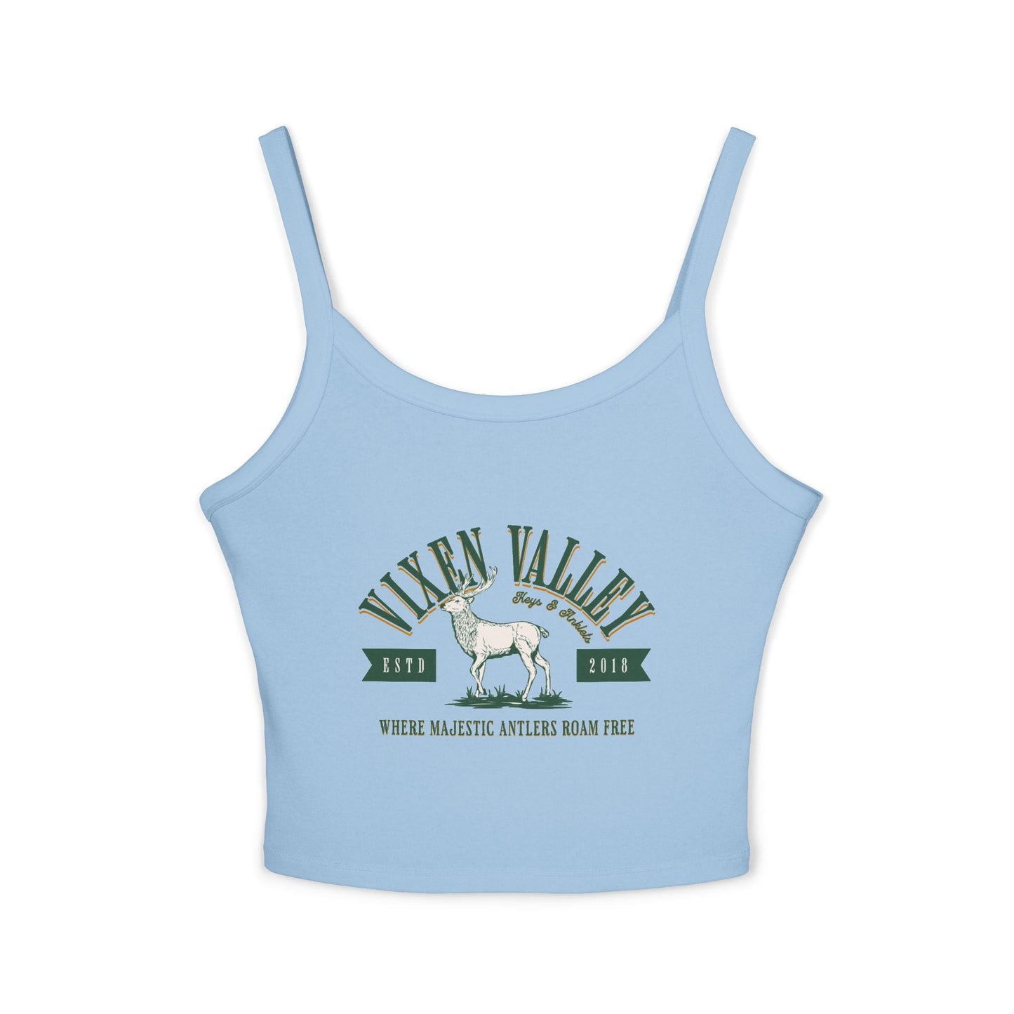 Vixen Valley Women's Spaghetti Strap Tank Top - Where Majestic Antlers Roam Free