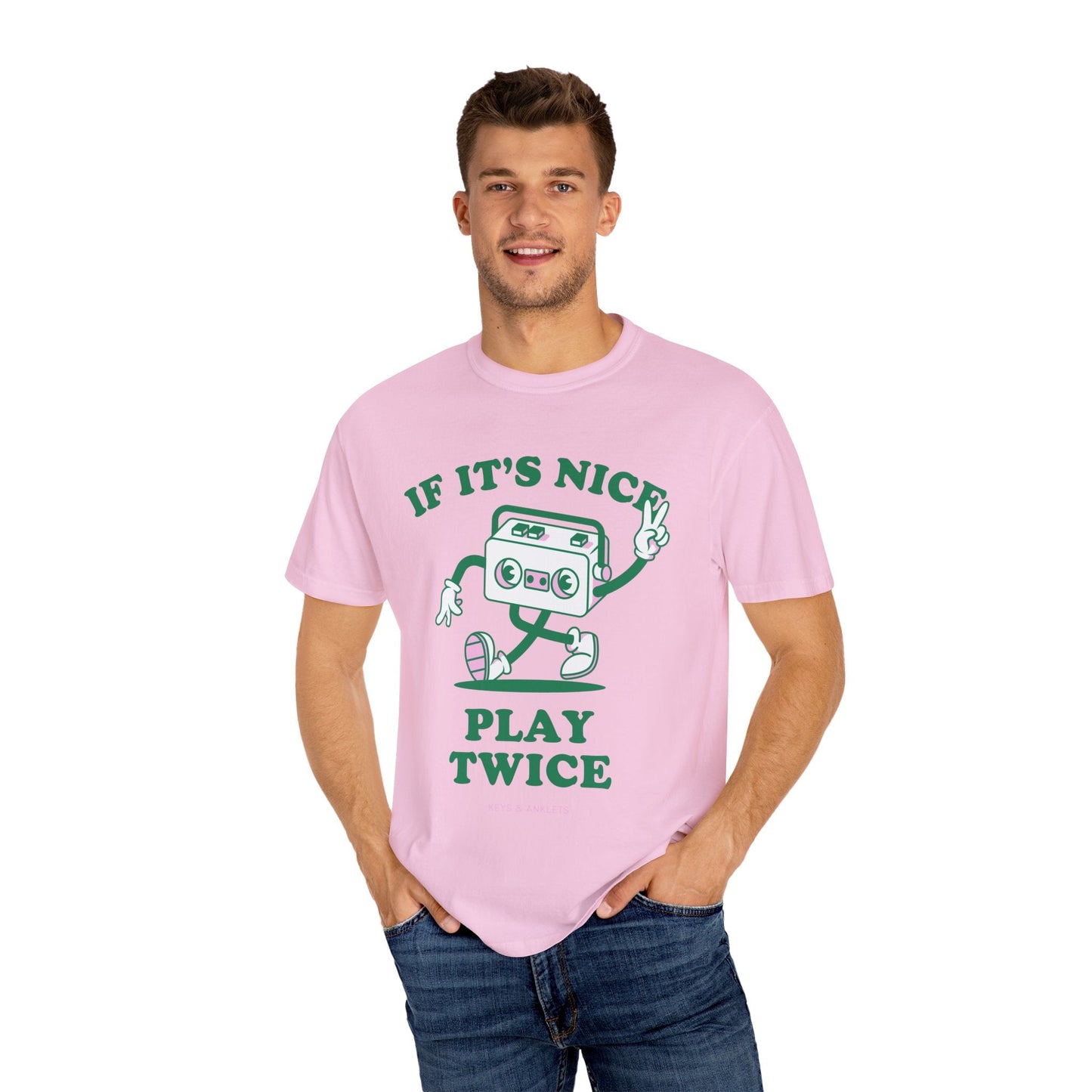 If Its Nice Play Twice - Retro Unisex Garment-Dyed Tee