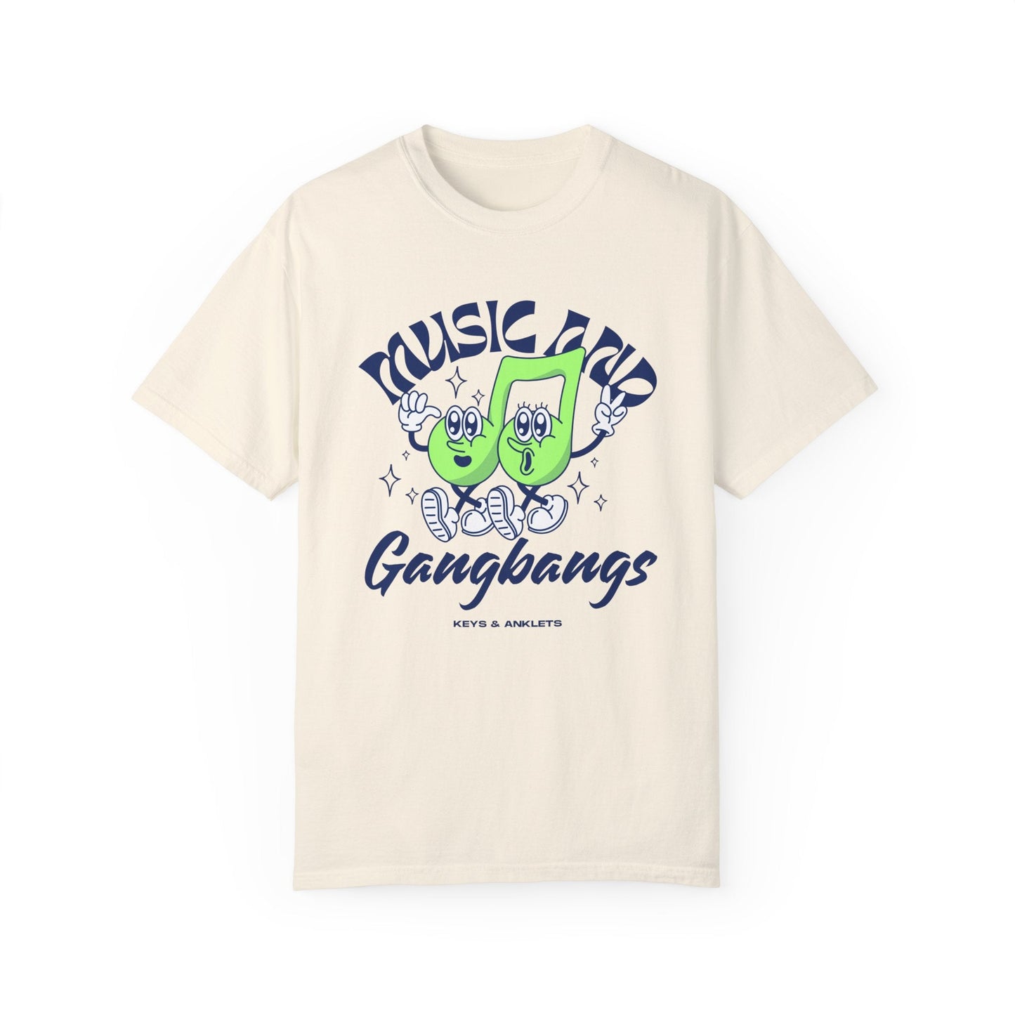 Music & Gangbangs- Retro Unisex Garment-Dyed Tee