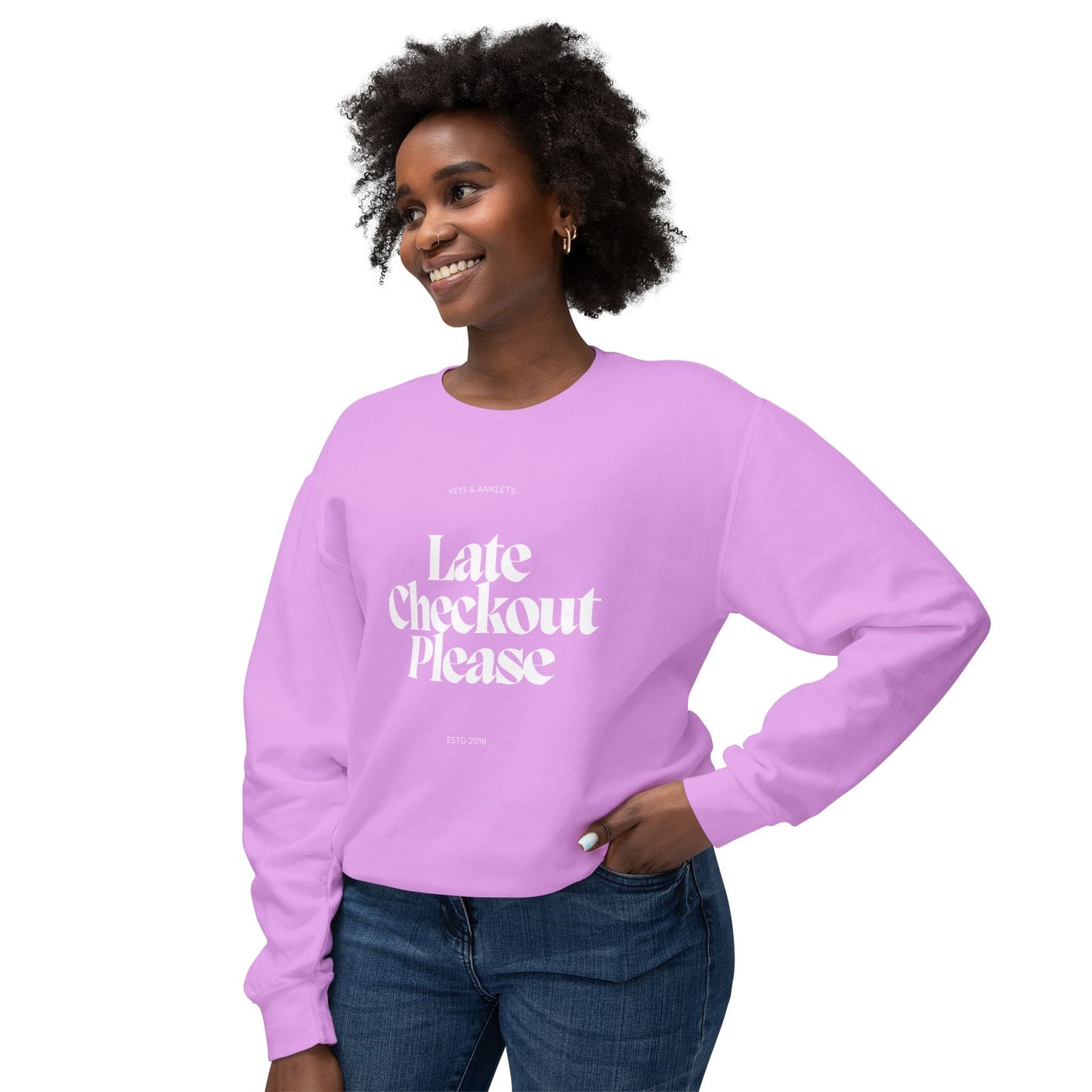 Late Checkout - Unisex Lightweight Crewneck Sweatshirt