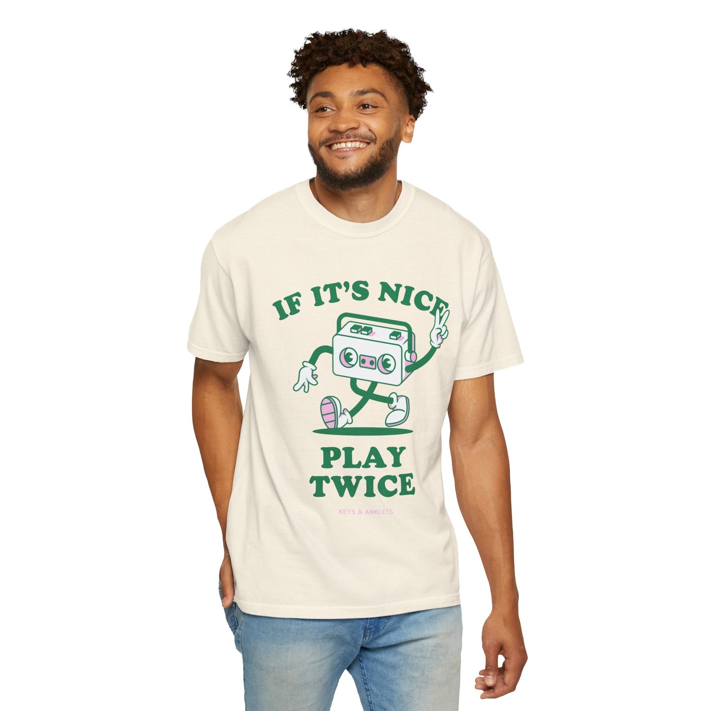 If Its Nice Play Twice - Retro Unisex Garment-Dyed Tee