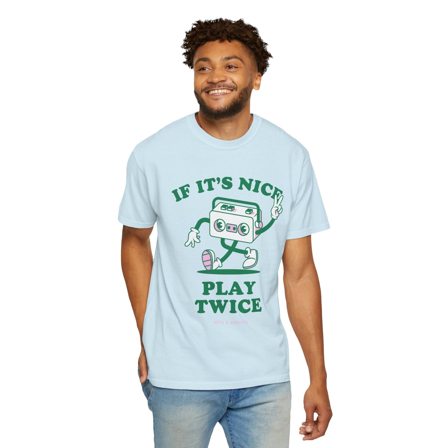 If Its Nice Play Twice - Retro Unisex Garment-Dyed Tee