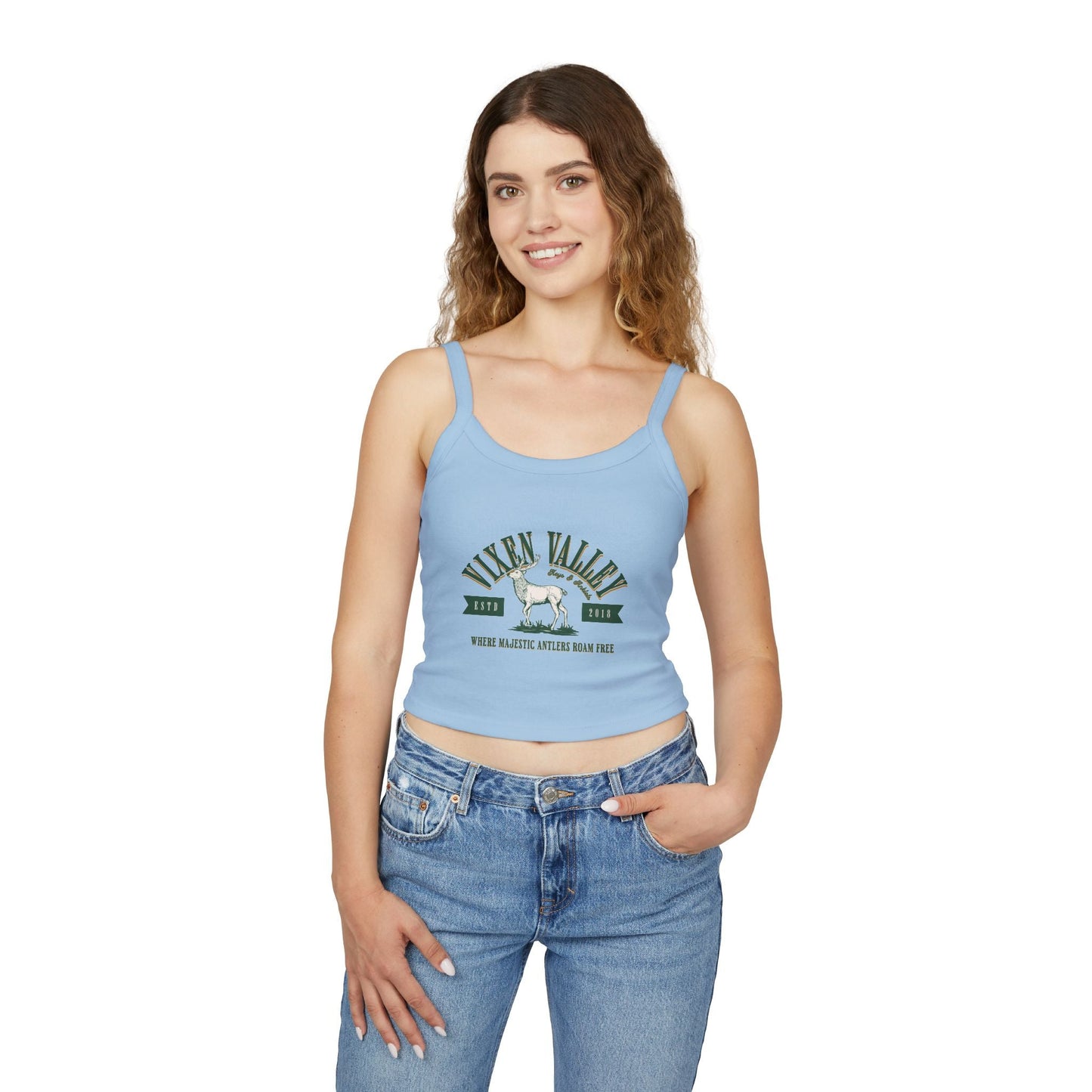 Vixen Valley Women's Spaghetti Strap Tank Top - Where Majestic Antlers Roam Free