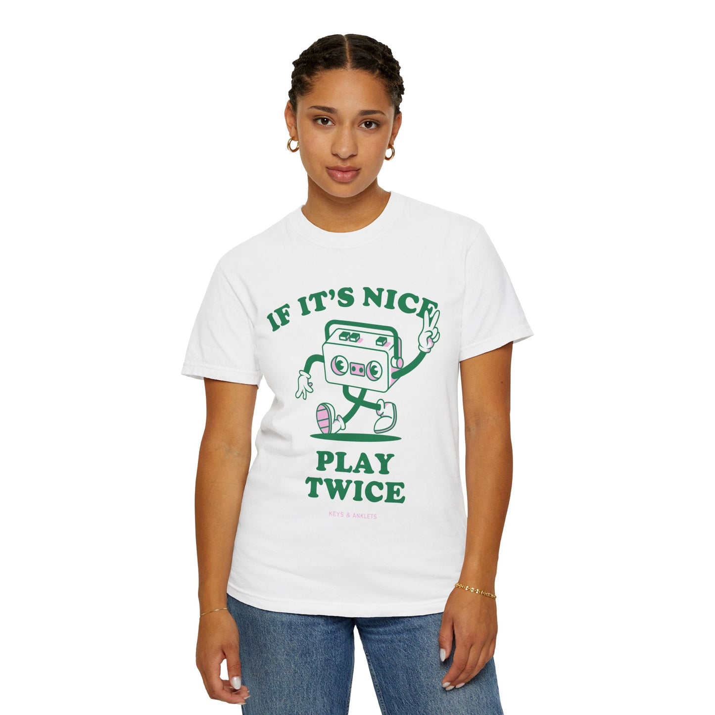 If Its Nice Play Twice - Retro Unisex Garment-Dyed Tee