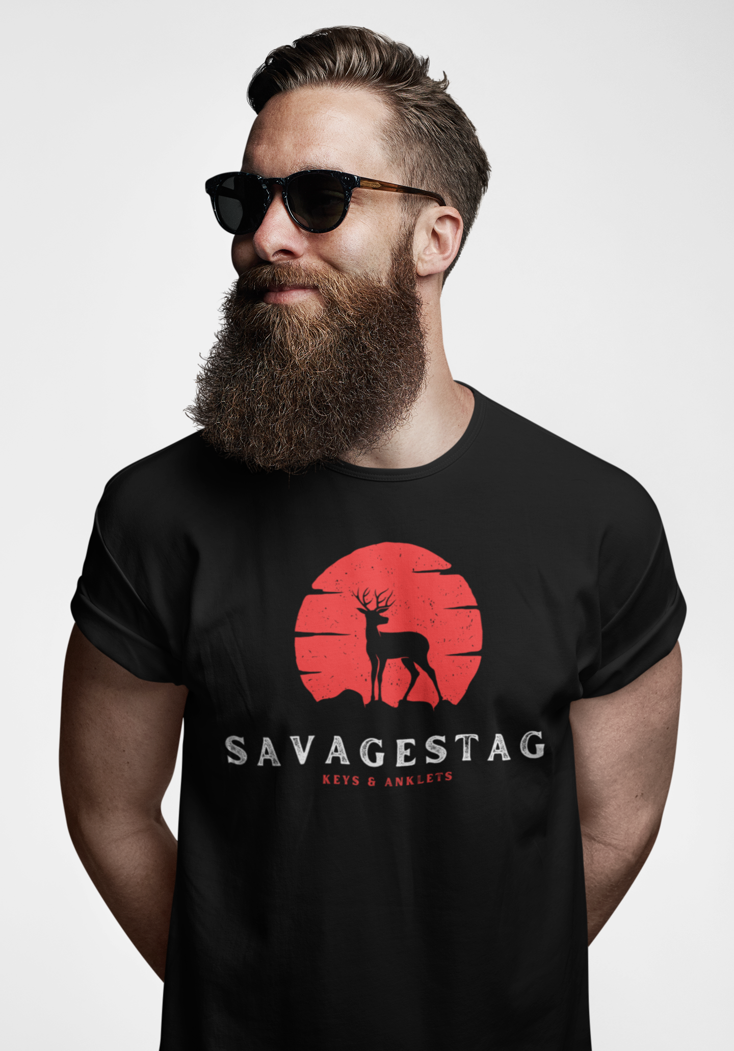 Savage Stag Sunrise- Men's Cotton Crew Tee