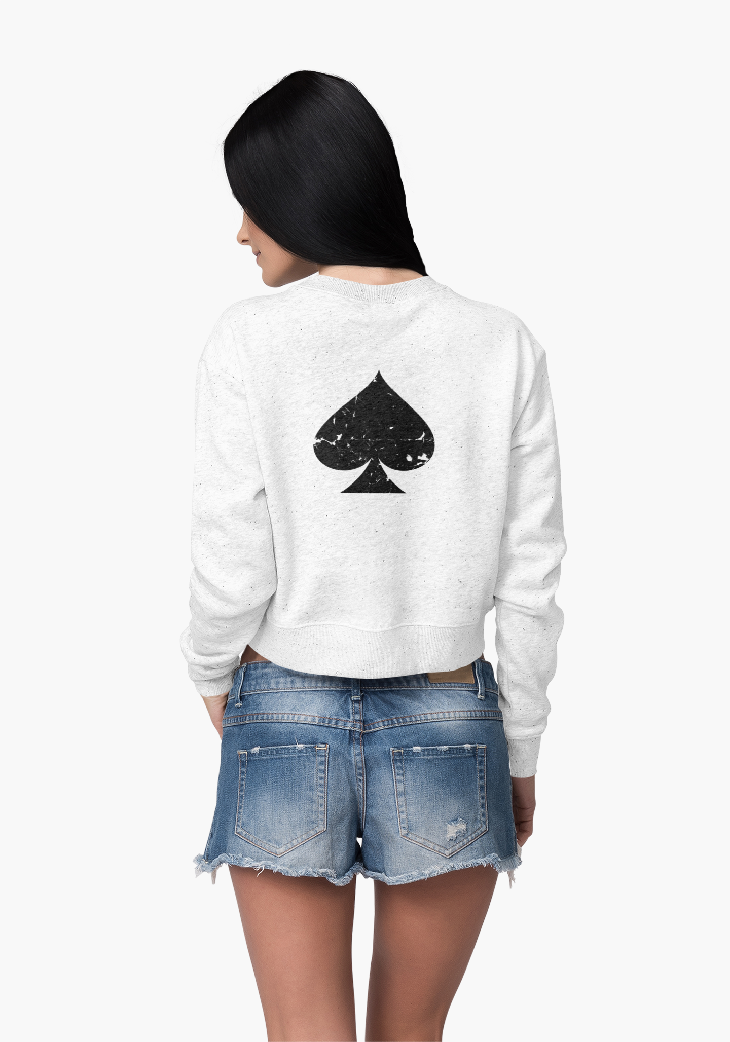 Trendy Women's Cropped Fleece Pullover with Bold 'SL*T' Design and Spade Graphic