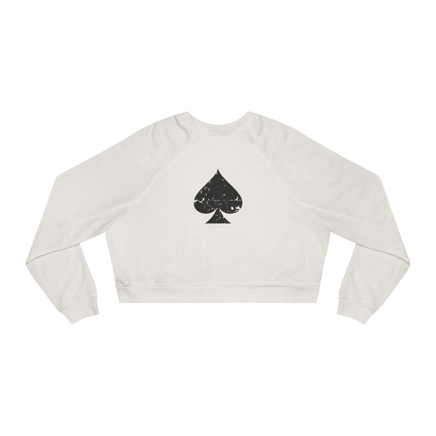 Trendy Women's Cropped Fleece Pullover with Bold 'SL*T' Design and Spade Graphic