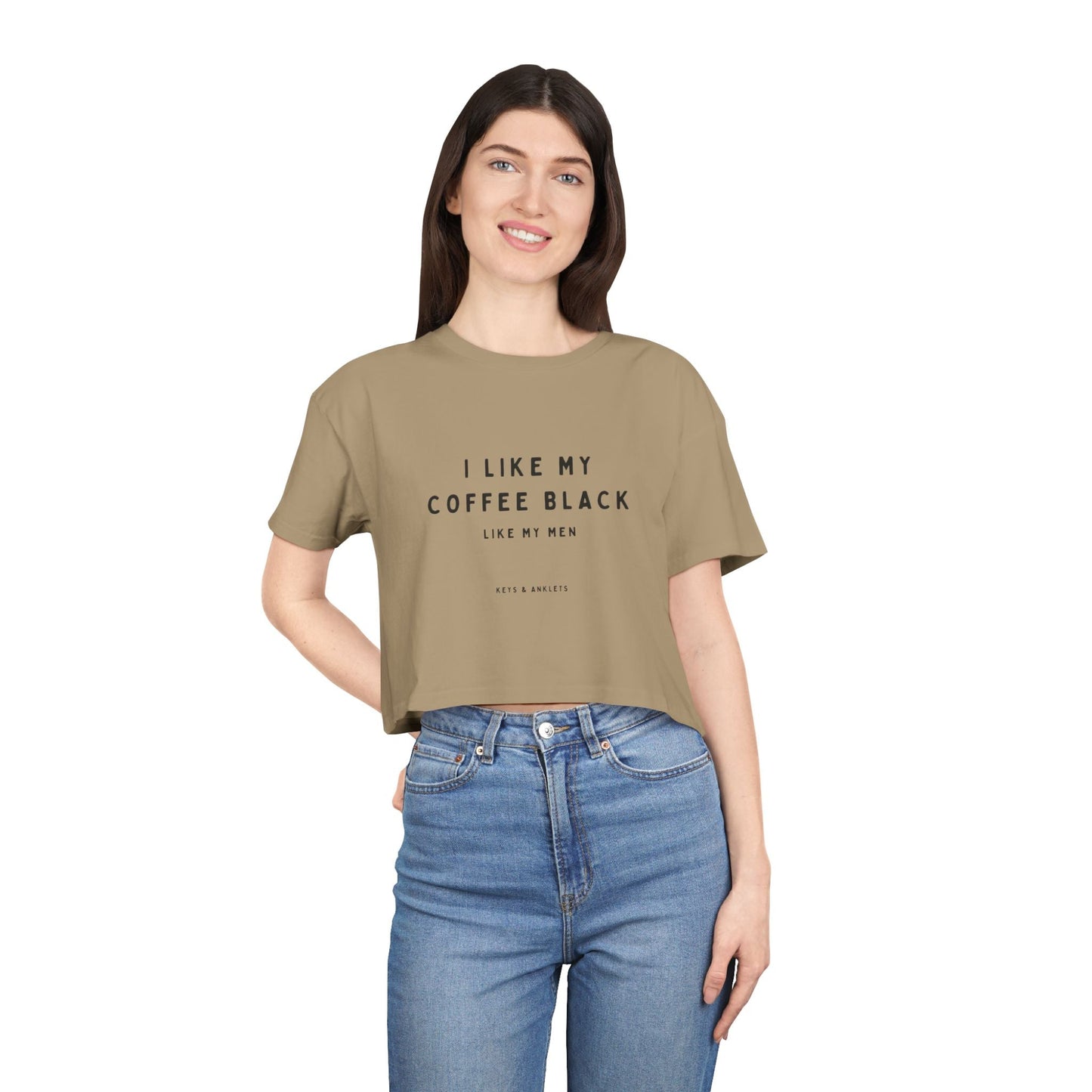 I Like My Coffee Black - Trendy Women's Crop Tee