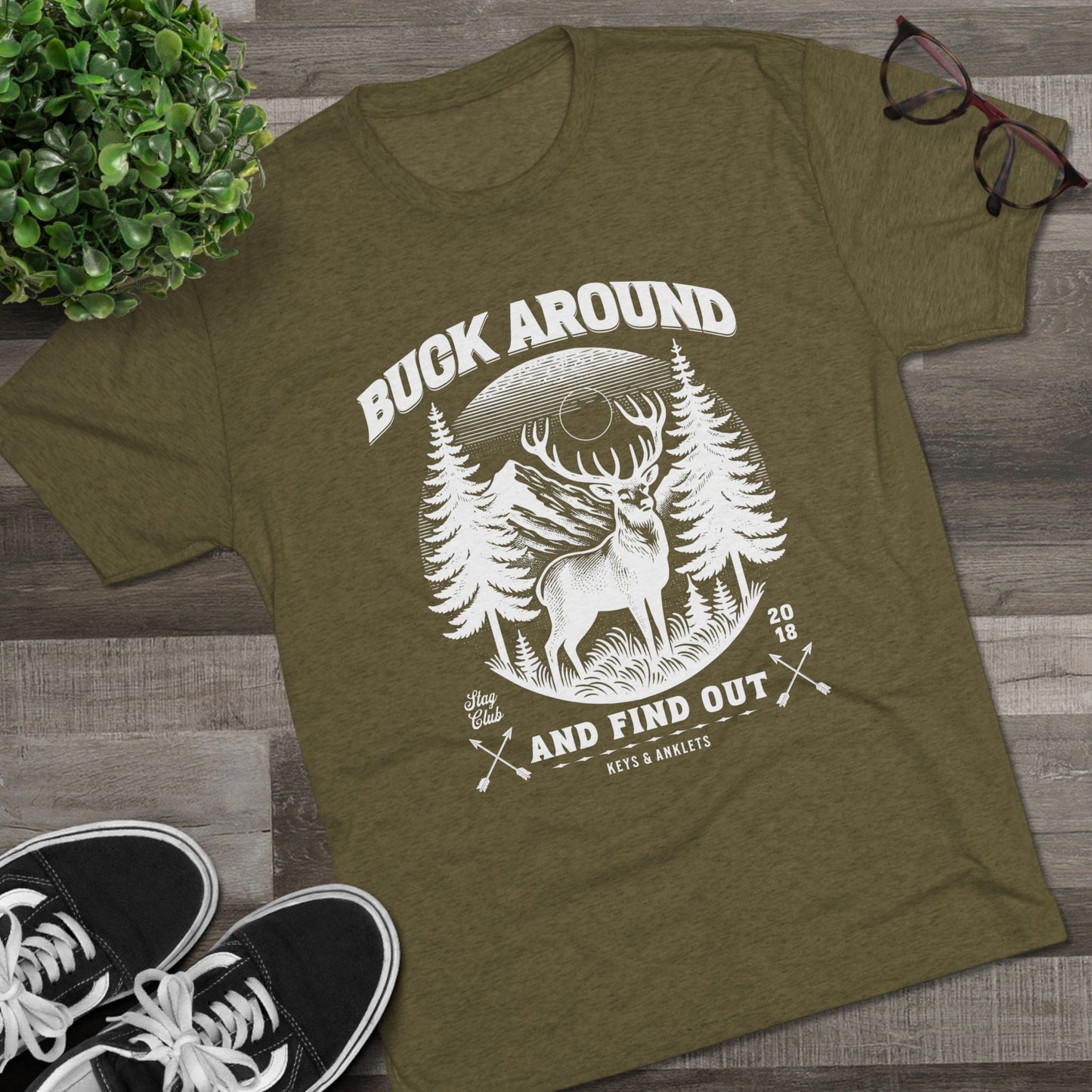 Buck Around - Men's Tri-Blend Crew Tee