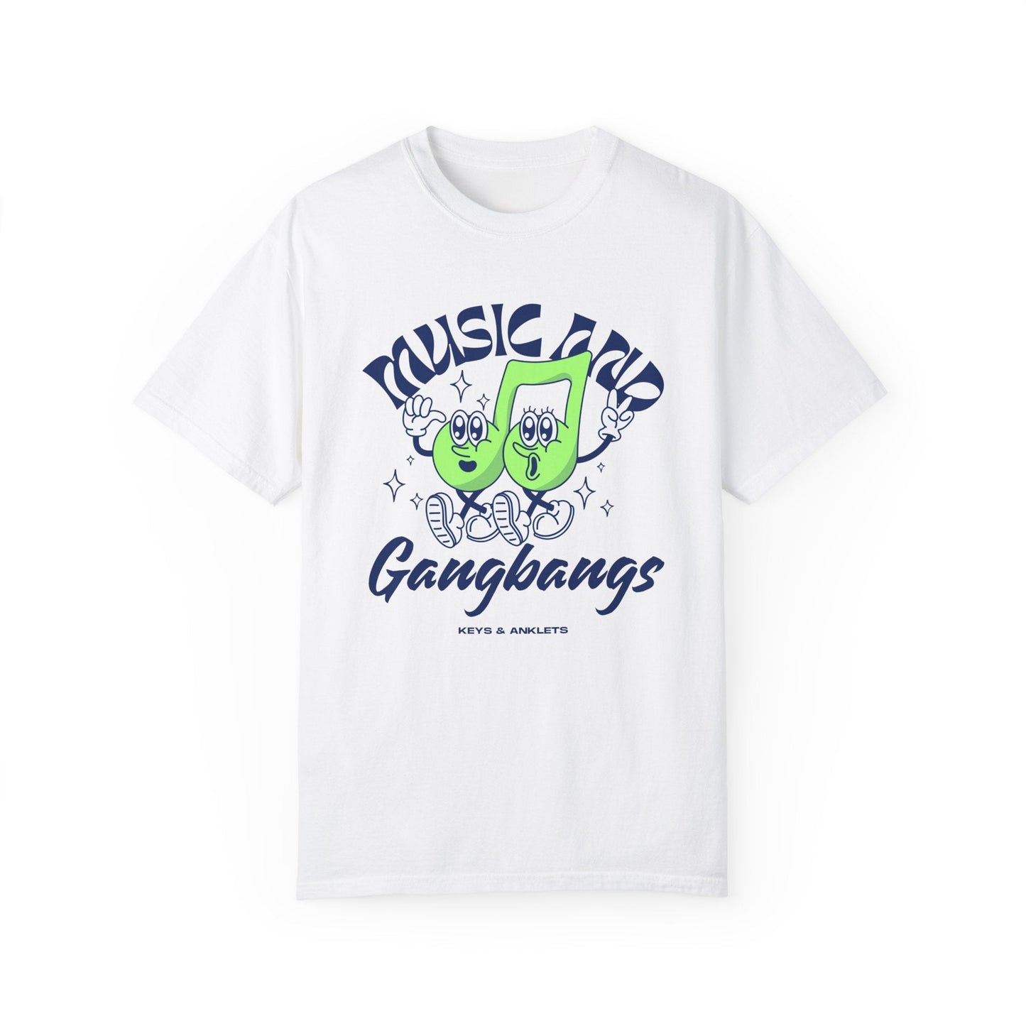 Music & Gangbangs- Retro Unisex Garment-Dyed Tee