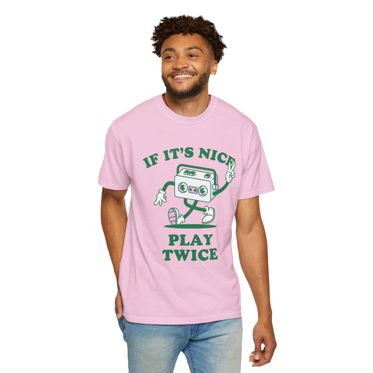 If Its Nice Play Twice - Retro Unisex Garment-Dyed Tee