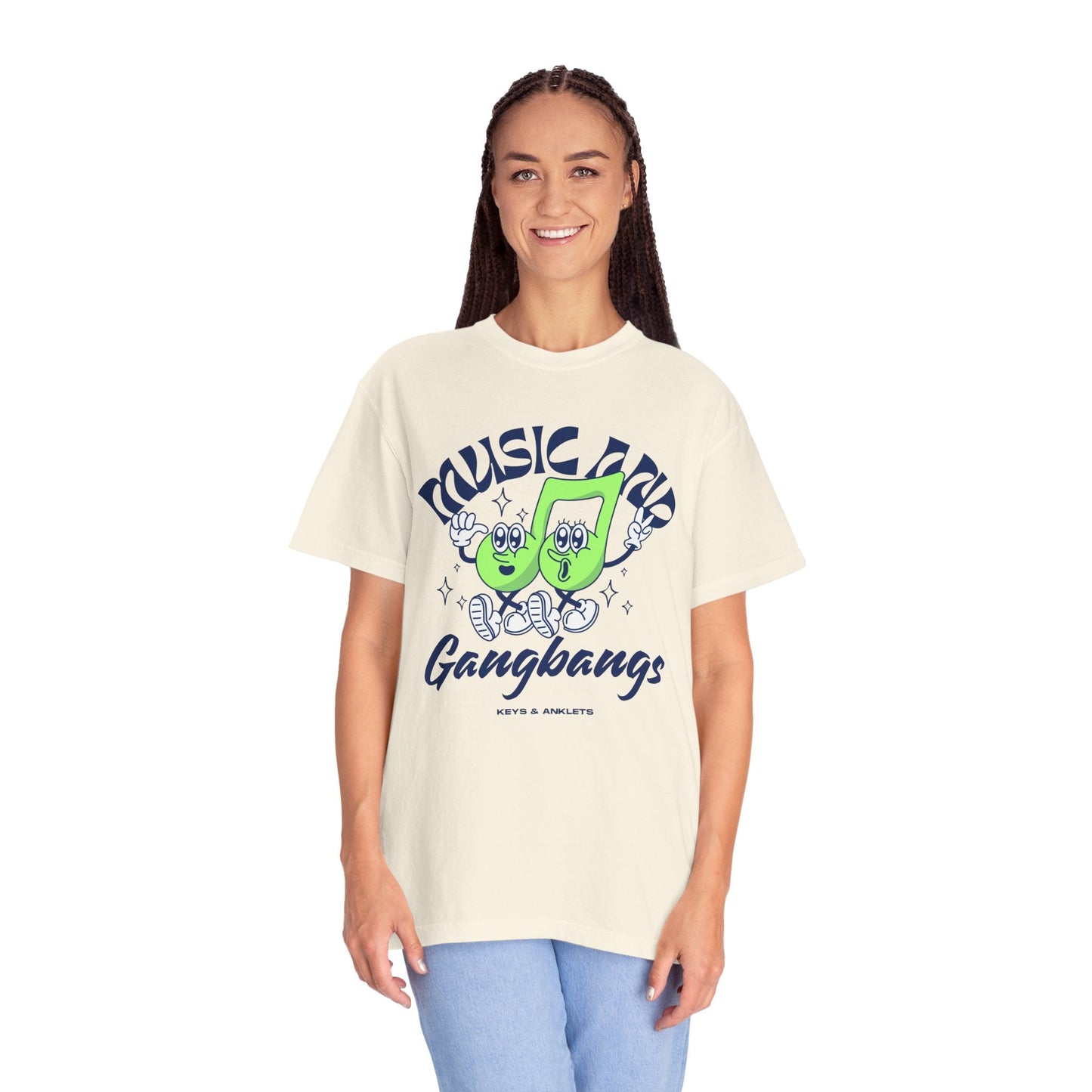 Music & Gangbangs- Retro Unisex Garment-Dyed Tee