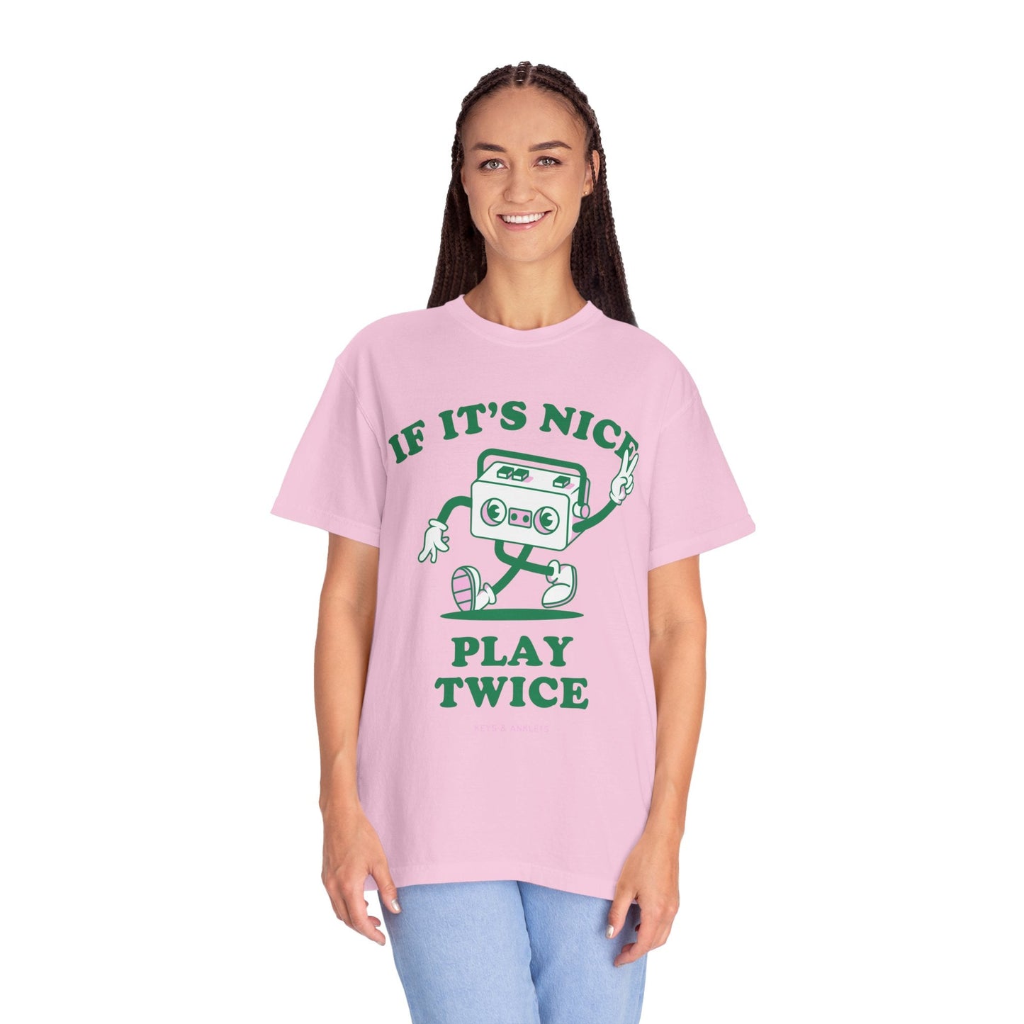 If Its Nice Play Twice - Retro Unisex Garment-Dyed Tee